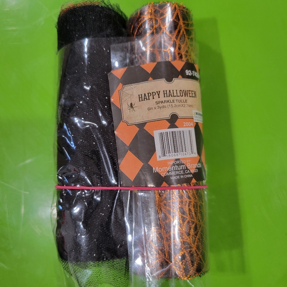 Two small  2 Rolls Halloween Spider Web and sparkling black